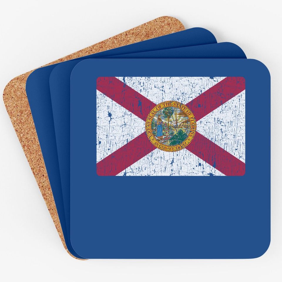 Vintage Florida Flag Retro Fl Coaster Souvenir Coaster
