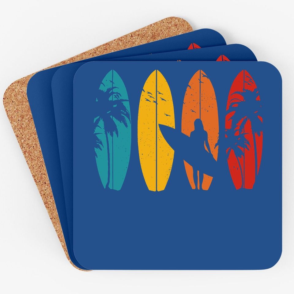 Surfer Gift Vintage Surfing Surf Board Beach Coaster