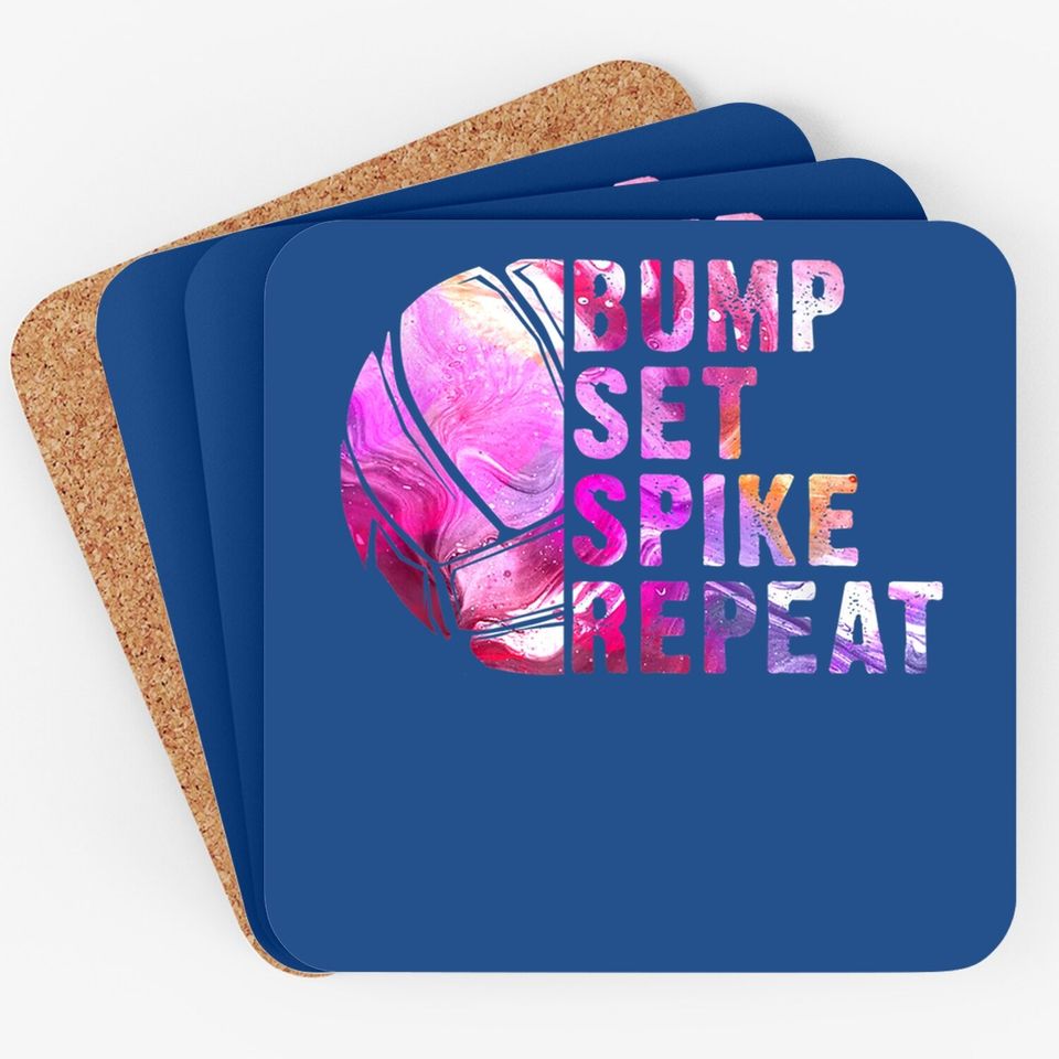 Bump Set Spike Repeat Volleyball Lover Athlete Sports Gift Coaster