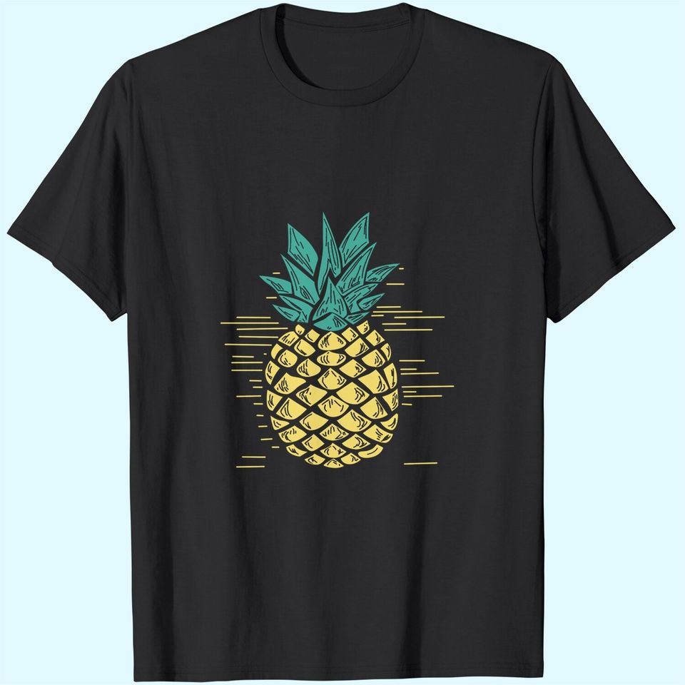 DUTUT Pineapple Printed Funny T Shirt Women's Summer Fruits Lover Casual Short Sleeve Tops Blouse