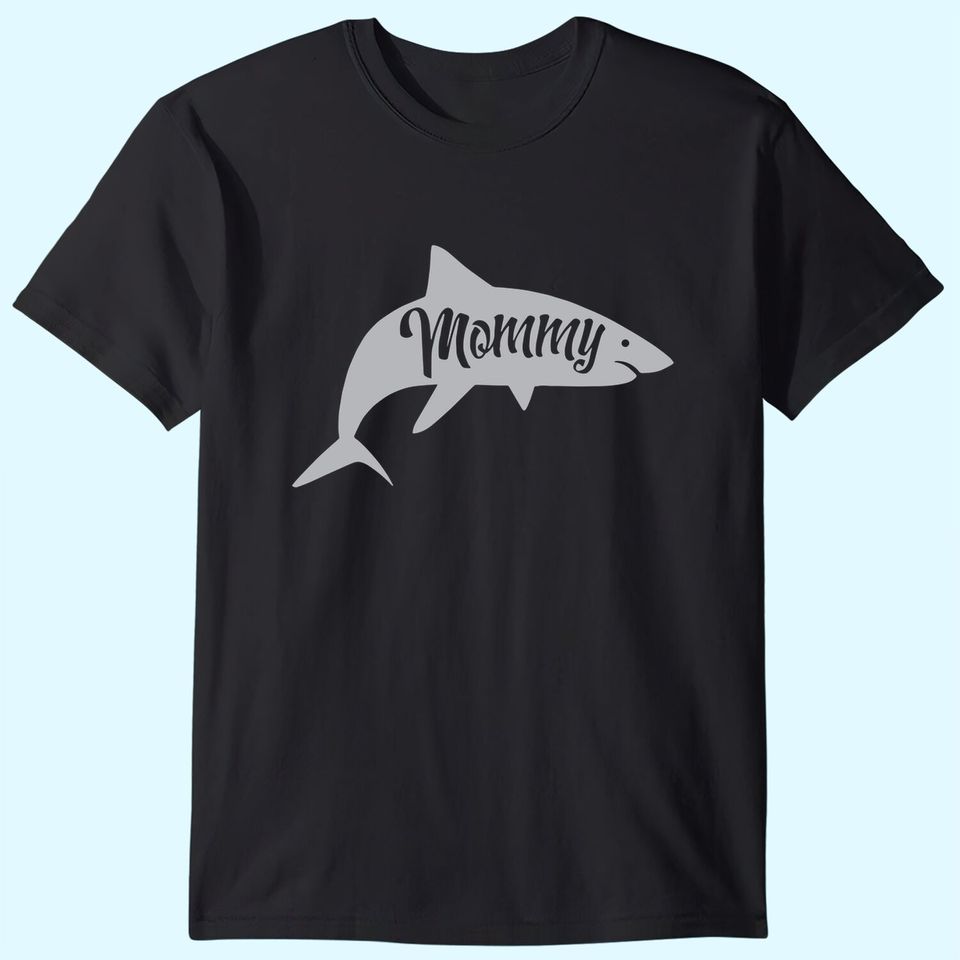 Womens Mommy Shark T Shirt Cute Mom Gift Funny Mama Family Cute Mothers Day Tee