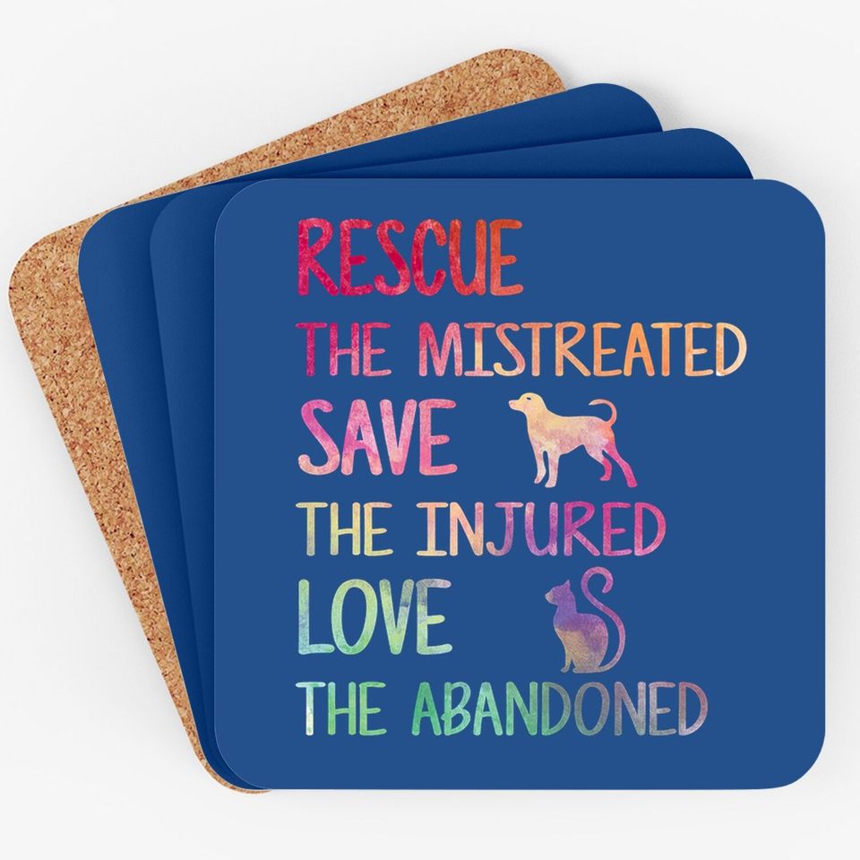 Rescue Save Love Pet Animal Shelter Volunteer Gifts Sleeve Coaster