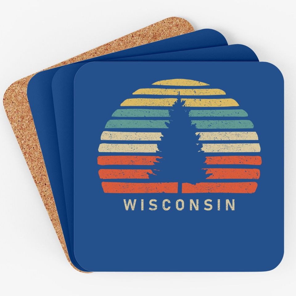 Retro Sunset Wisconsin Coaster