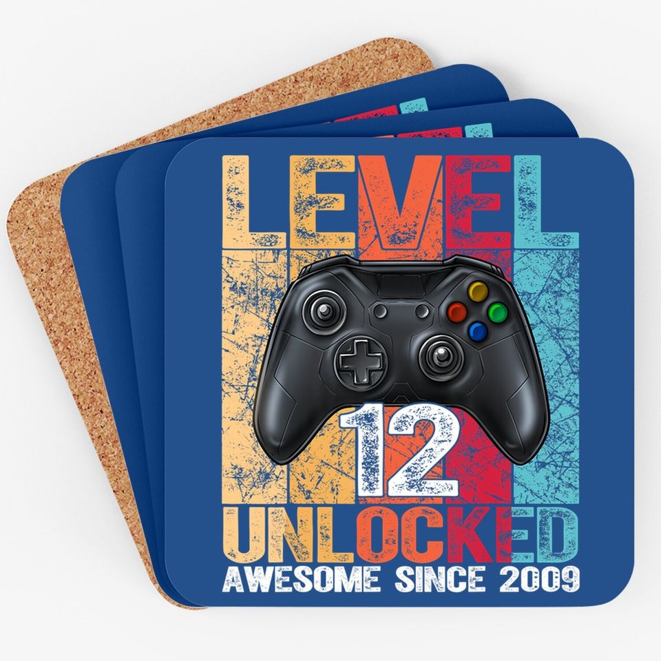 Level 12 Unlocked Awesome Since 2009 12th Birthday Gaming Coaster