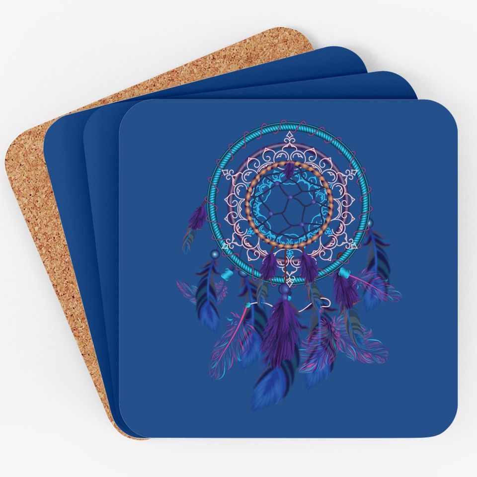 Colorful Dreamcatcher Feathers Tribal Native American Indian Coaster