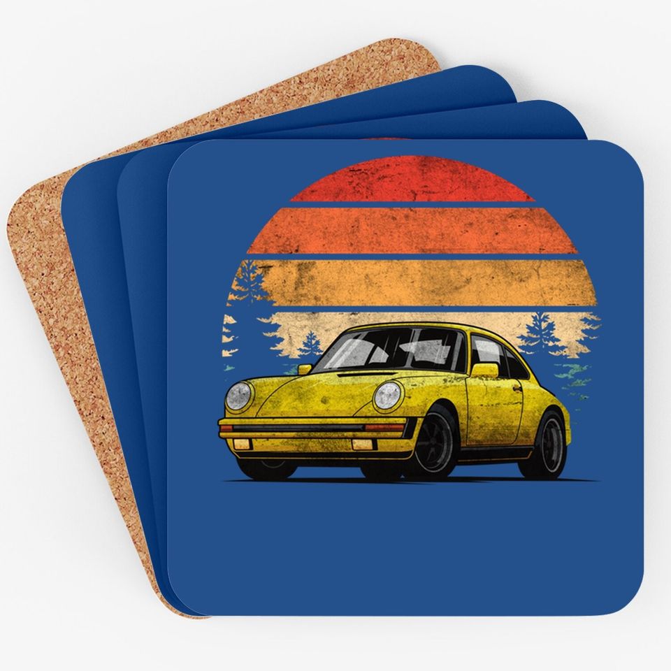 Retro Sun W Tuning & Gaming Oldtimer Car Enthusiast Sunset Coaster