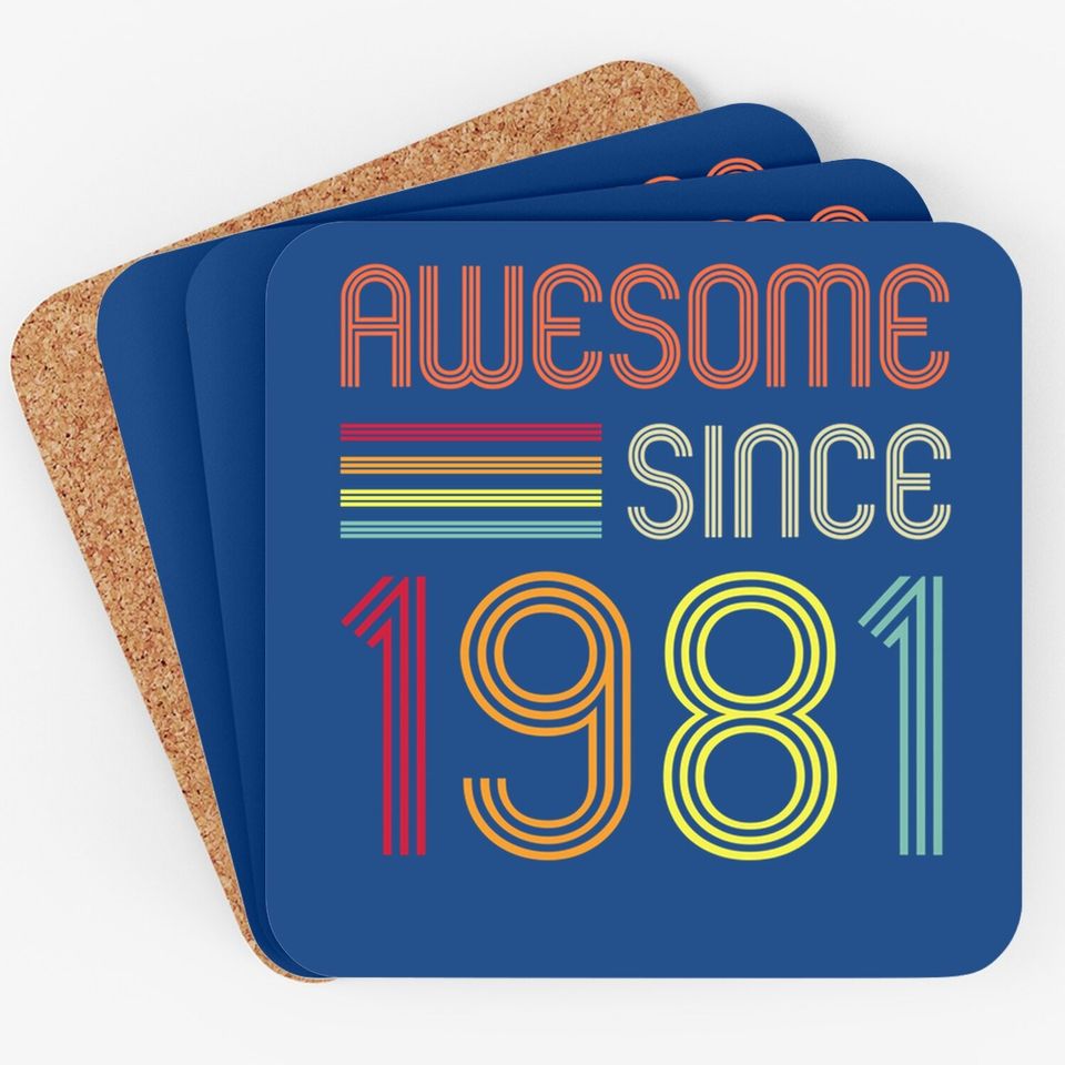 Awesome Since 1981 40th Birthday Retro Coaster