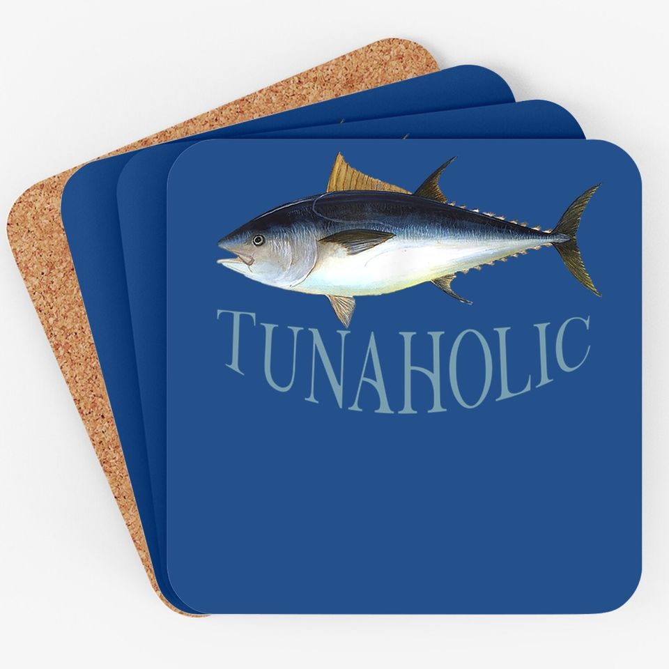Tunaholic Bluefin Tuna Fish Illustration Fishing Fisherman Coaster