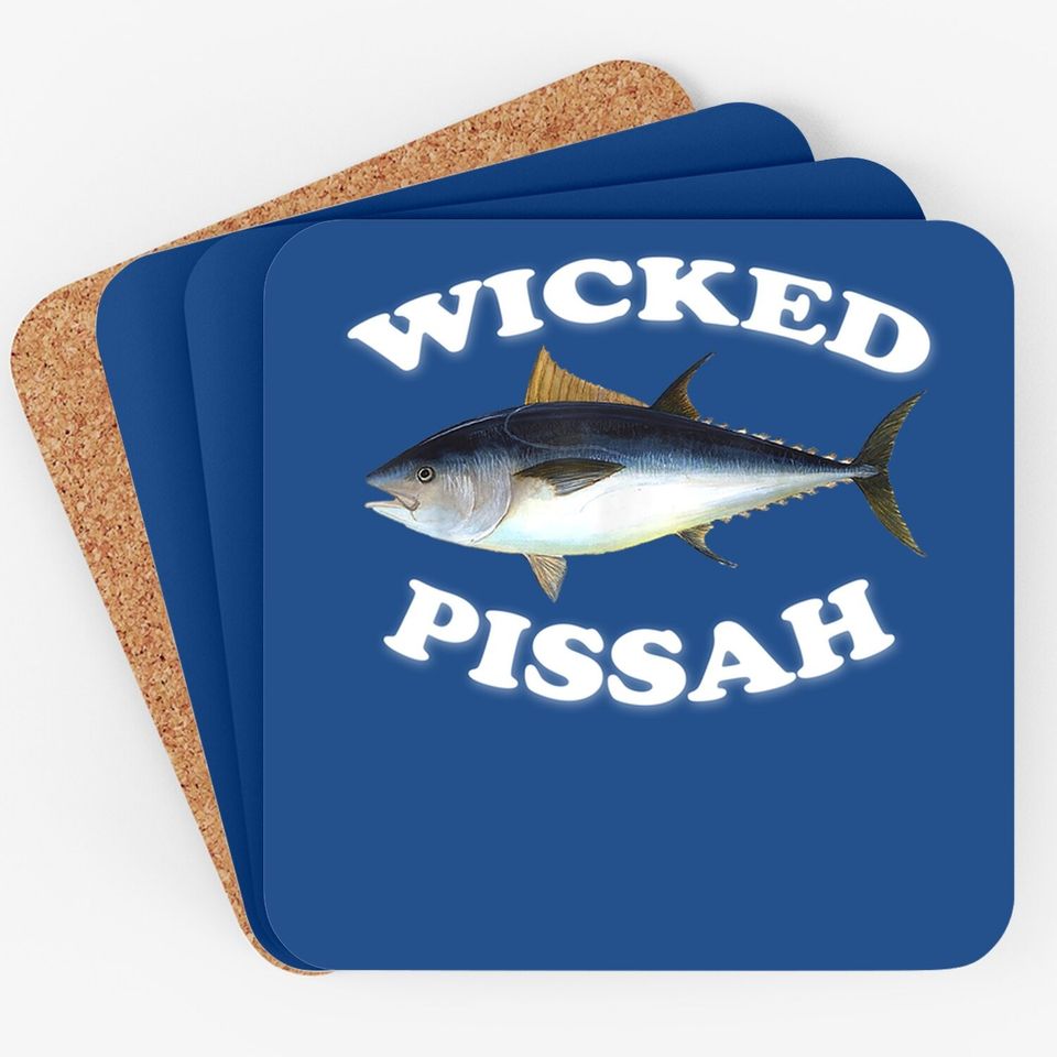 Wicked Pissah Bluefin Tuna Illustration Fishing Angler Gear Coaster