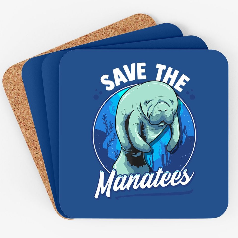 Save The Manatees Cute Sea Cow Dugong Coaster