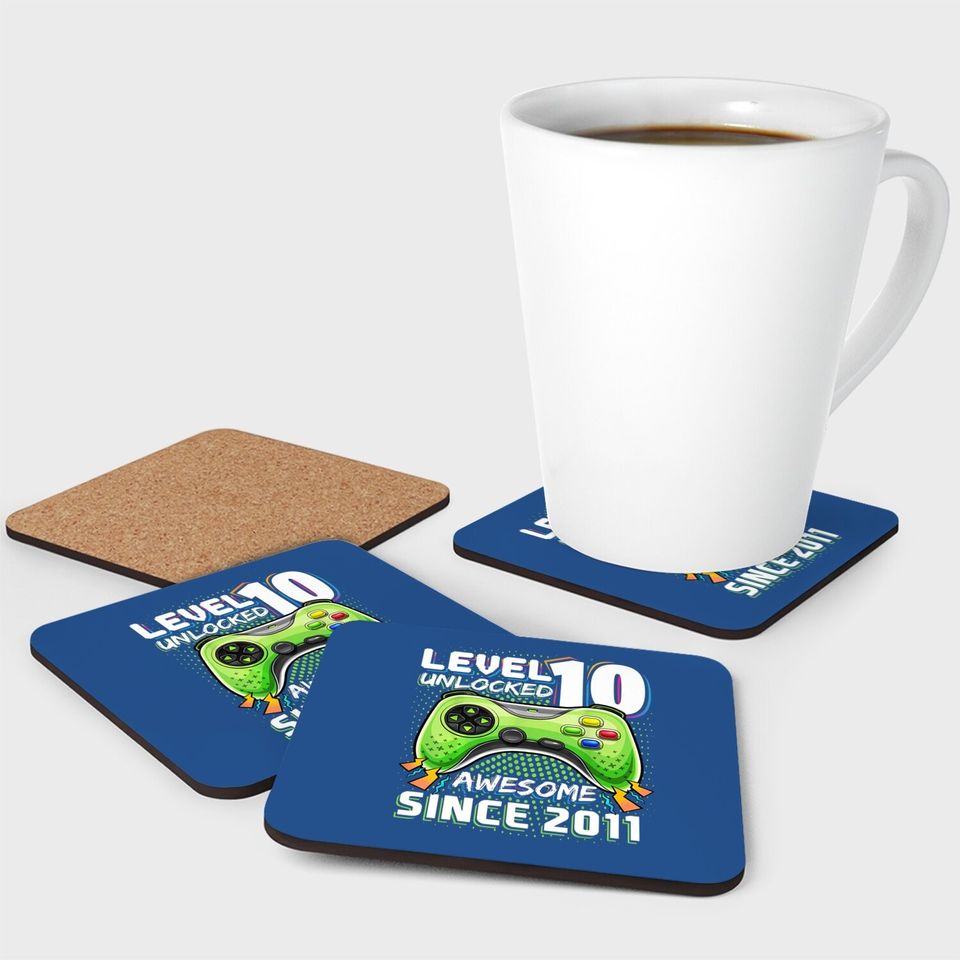 Level 10 Unlocked Awesome Video Game Gift Coaster
