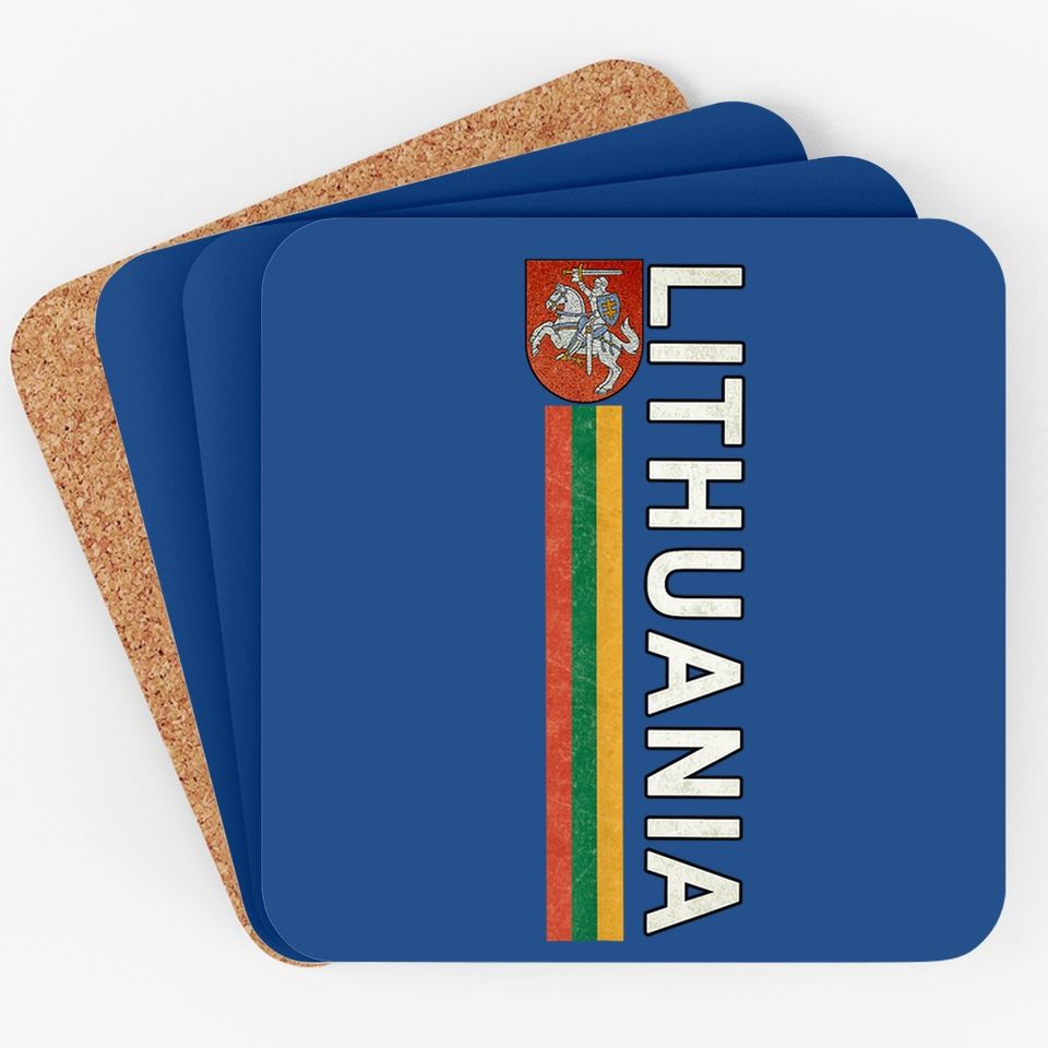 Lithuania Sporty Flag And Lithuanian Emblem Coaster