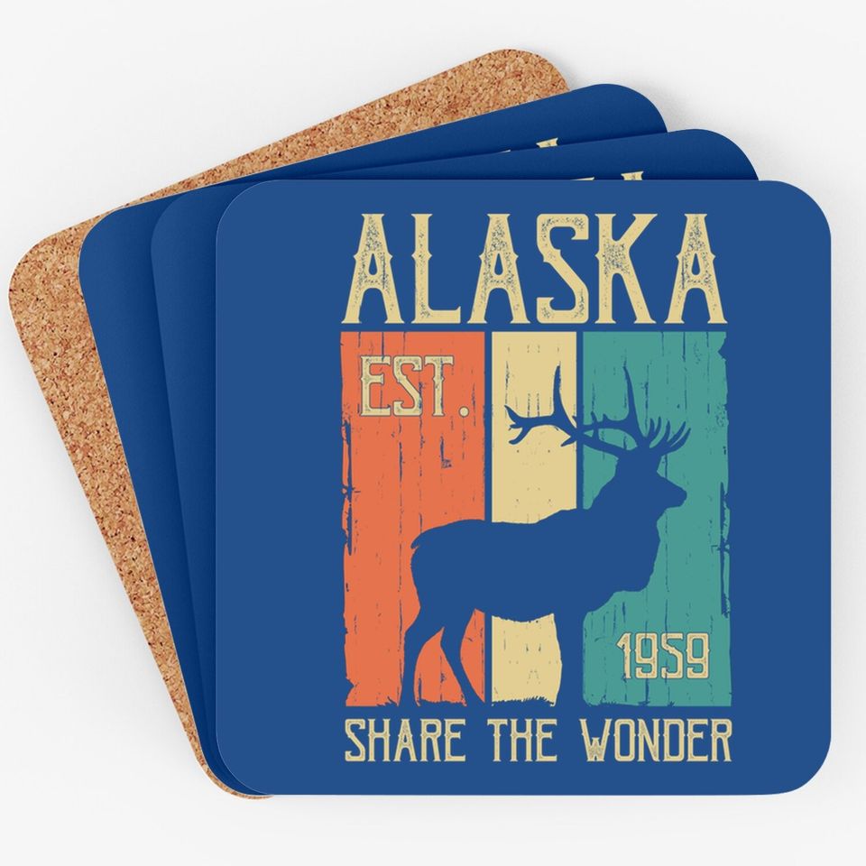 Vintage Sports Design Alaskan Elk For Alaska Day Coaster