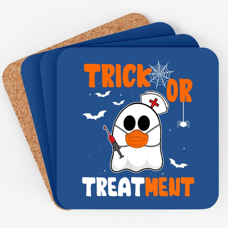 Trick Or Treatment Boo Crew Funny Halloween Nurse Nursing Coaster