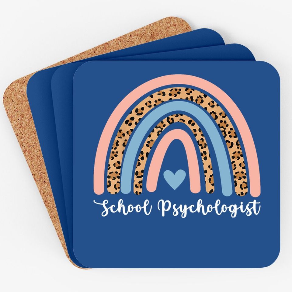 Rainbow Leopard Print School Psychologist Coaster