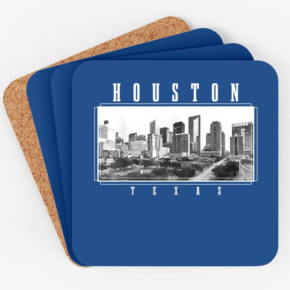 Houston Skyline Texas Pride Vintage Houston Coaster