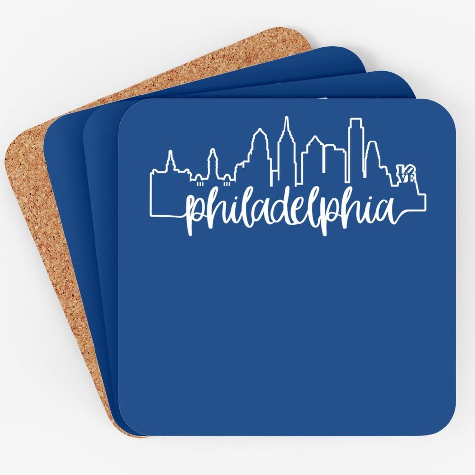 Philadelphia City Skyline Philly Love Gift Coaster