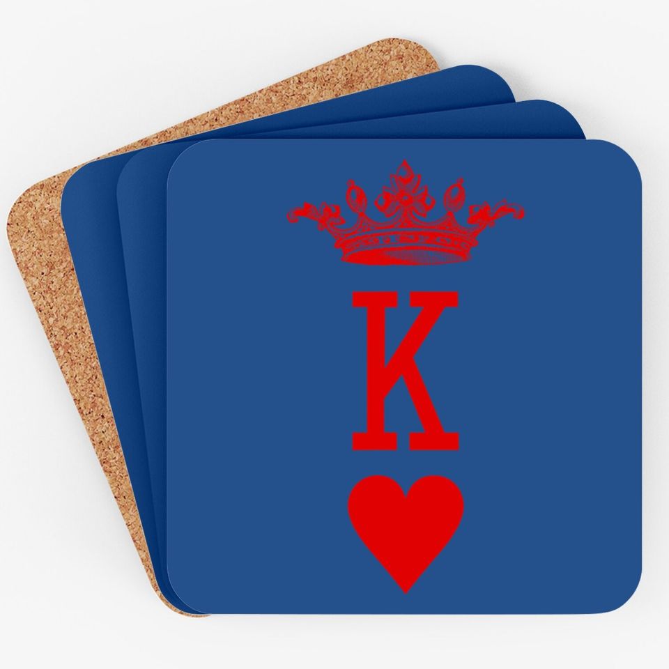 King Of Hearts Vintage Crown Engraving Card Coaster