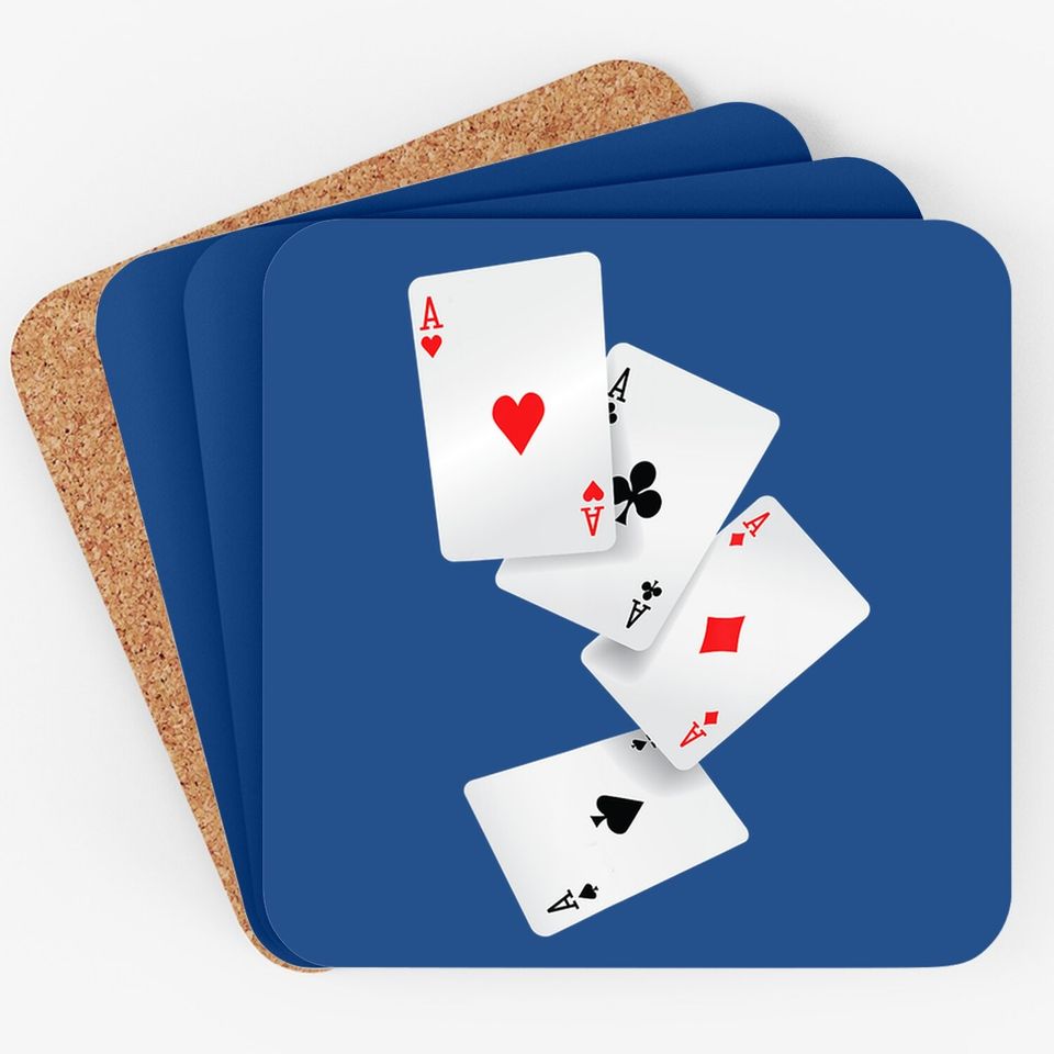 Four Aces Poker Pro Lucky Player Winner Costume Hand Gifts Coaster