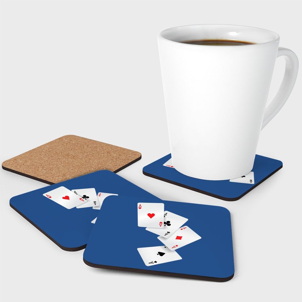 Four Aces Poker Pro Lucky Player Winner Costume Hand Gifts Coaster