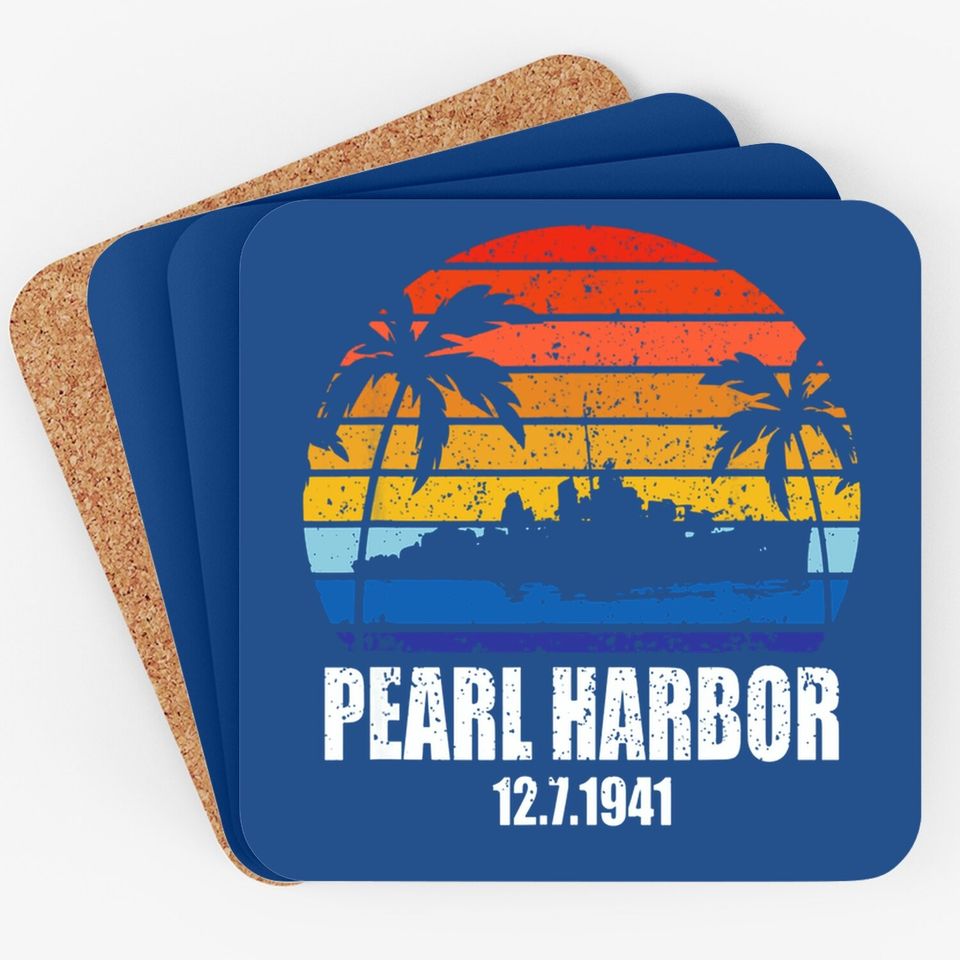 Vintage Pearl Harbor Sunset 80th Anniversary Coaster