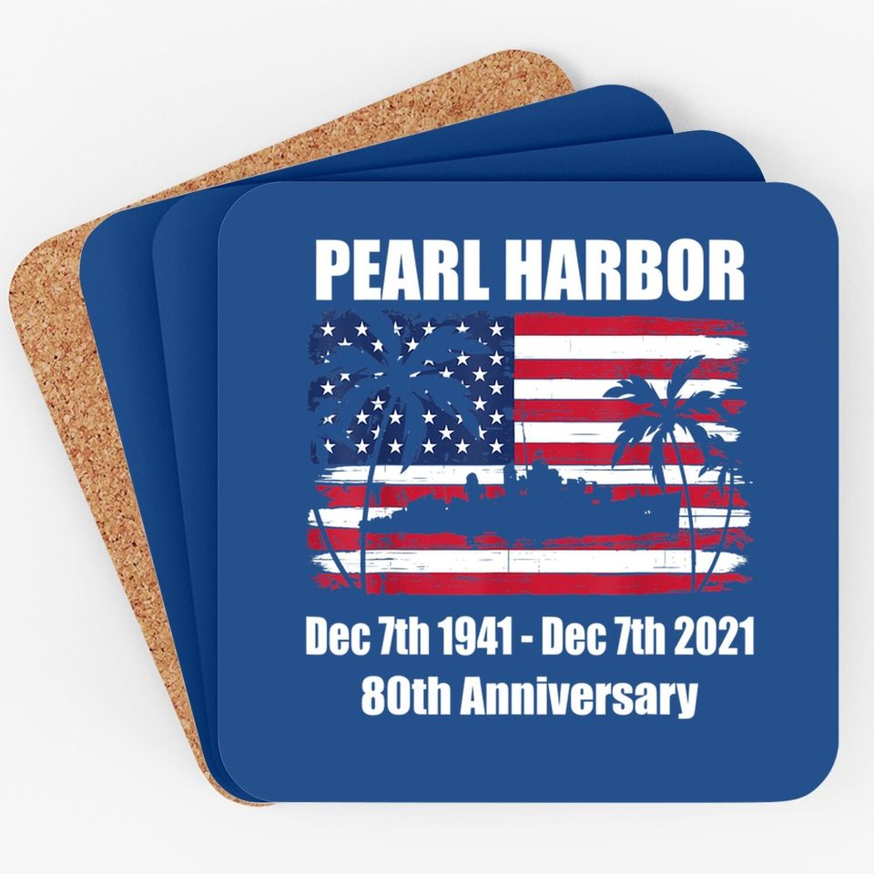 Vintage Pearl Harbor 80th Anniversary Flag Coaster