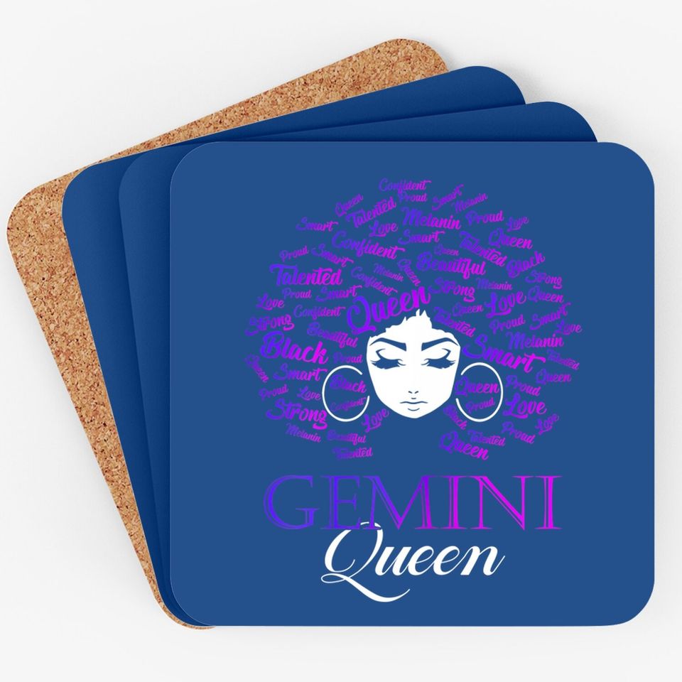 Black Afro Hair Gemini Queen Birthday Coaster
