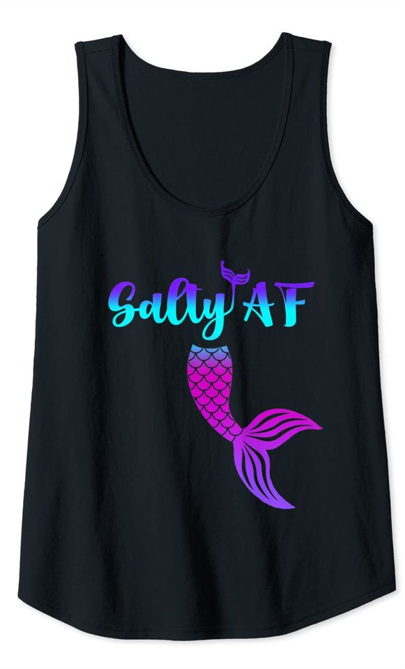 Adult Mermaid Salty AF Great For Beach Or Boating Tank Top
