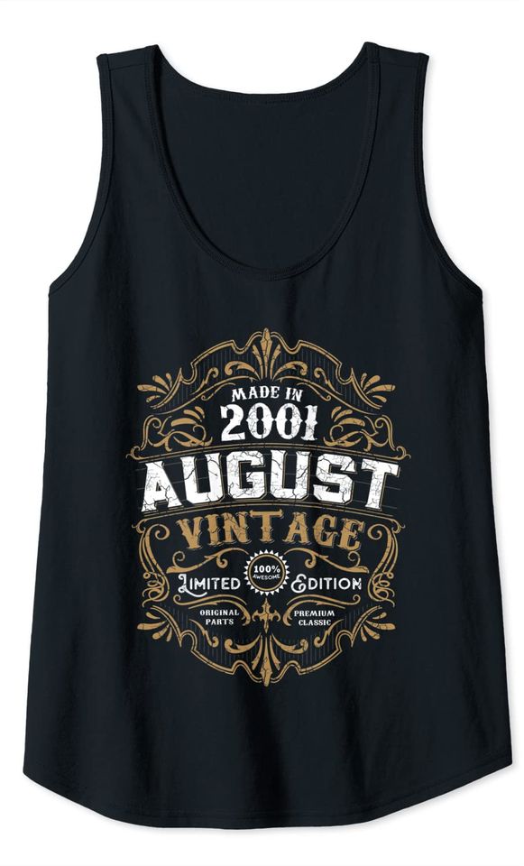 20th Birthday 20 Years Old August 2001 Made Born Vintage Tank Top