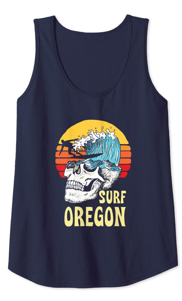 Surf Oregon Vintage Artistic Surfer & Wave Beach Tank Top