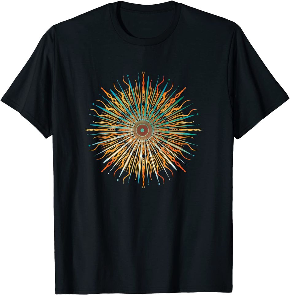 Sun Mandala Geometric Abstract Starburst T Shirt