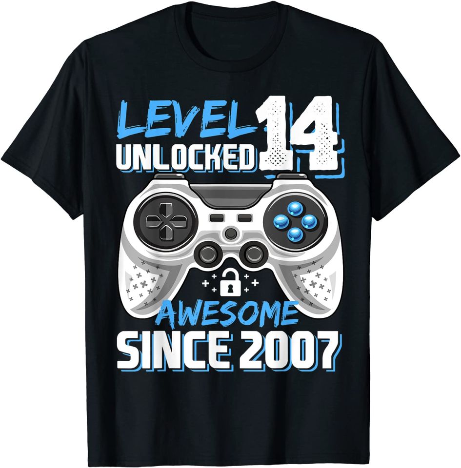 Level 14 Unlocked Awesome 2007 Video Game 14th Birthday T-Shirt