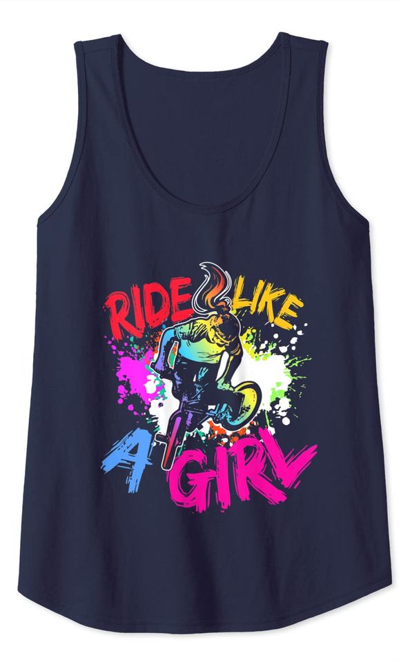 BMX Bike Splash Art BMX Rider Ride Like A Girl Tank Top