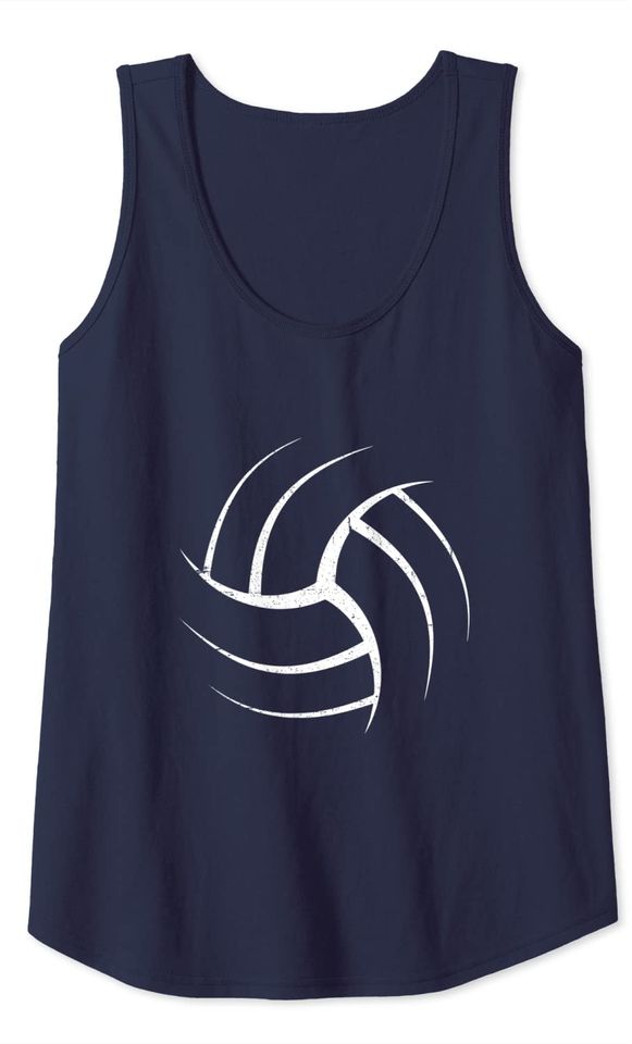White Graphic Art Volleyball Unique Cool Tank Top