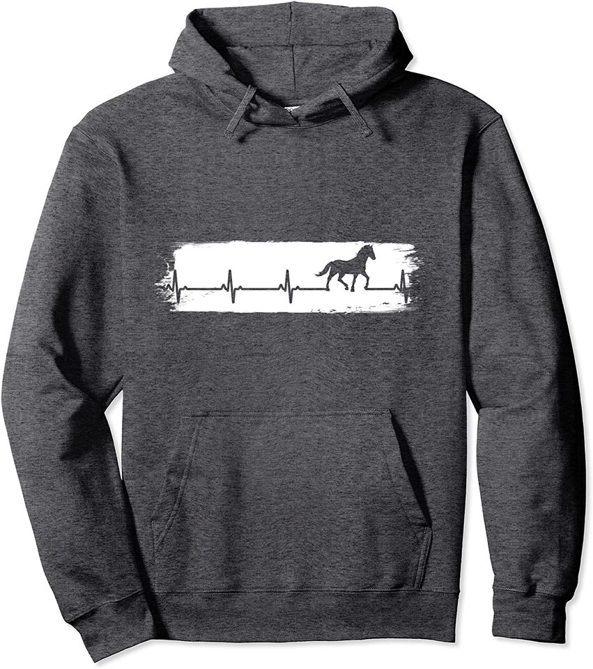 Vintage Horses Heartbeat Equestrian Saddle Horse Dressage Pullover Hoodie