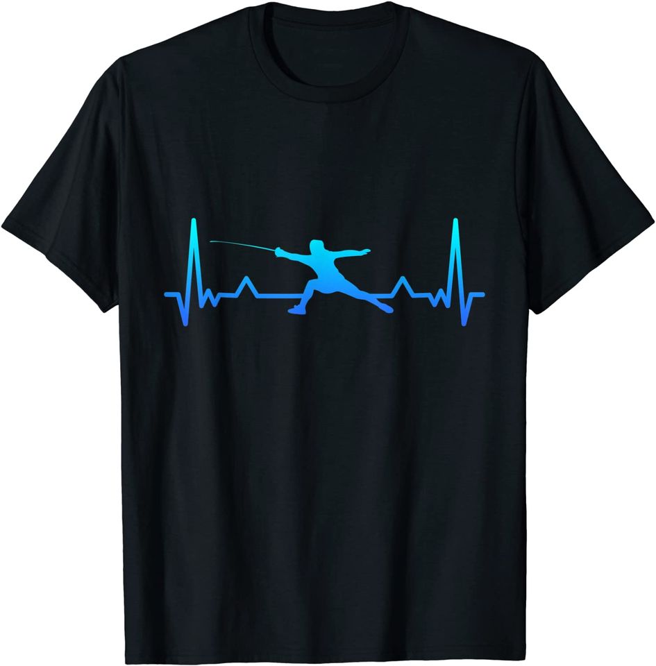 Fencing Saber Heartbeat Line Dad Gift T-Shirt