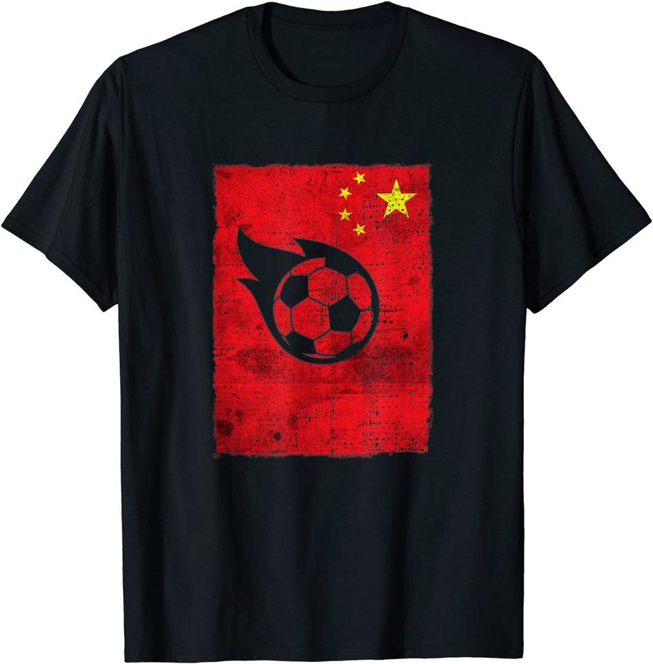 China Soccer Chinese Flag Vintage Grunge Art T-Shirt