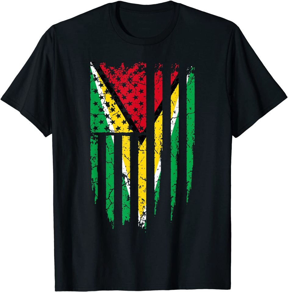 American Guyana & America Flag T Shirt