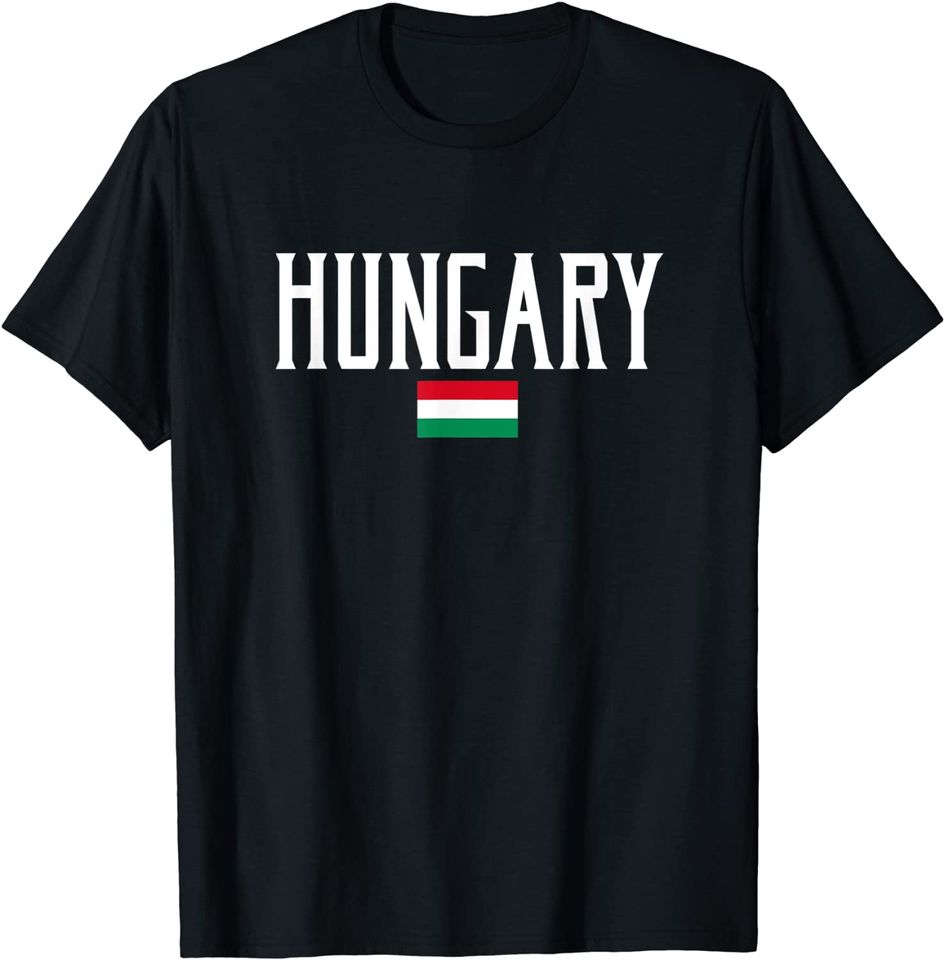 Hungary Flag Vintage White Text T Shirt