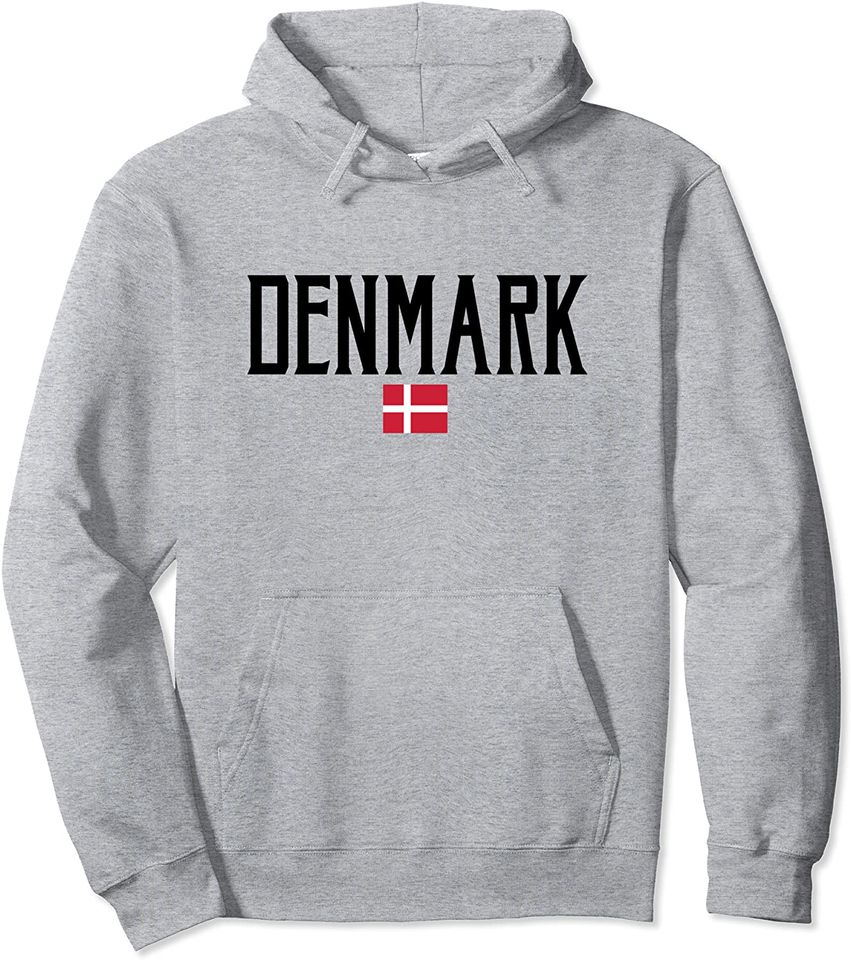 Denmark Flag Vintage Black Text Pullover Hoodie