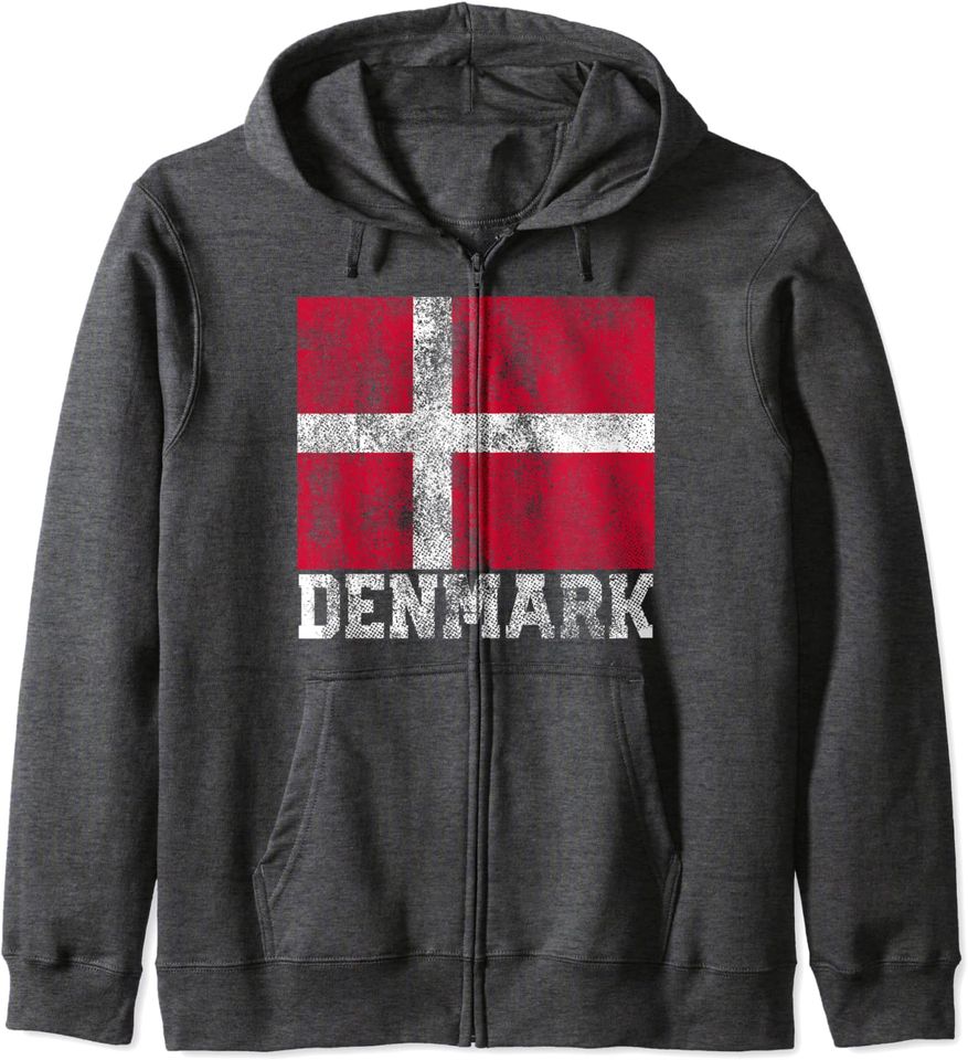 Denmark Flag Family Pride Country Shirt Vintage Zip Hoodie