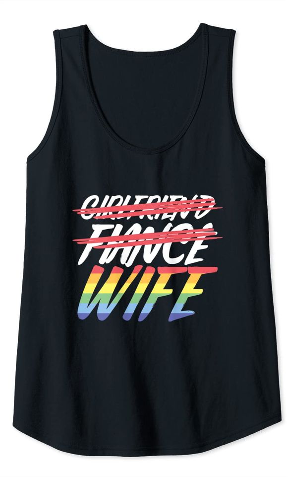 Fiance Wife Lesbian Pride LGBT Marriage Ceremony Tank Top