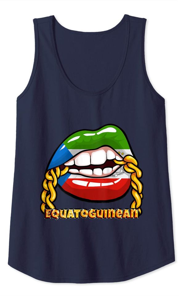 Equatorial Guinea National Flag Lips with Chain Tank Top