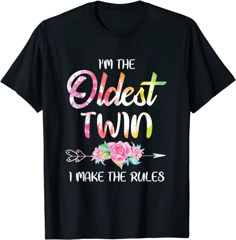 Oldest Twin Shirt Sibling Birthday Twins Matching T-Shirt