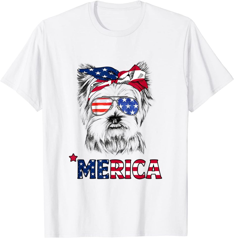 American Flag Yorkshire Terrier Yorkie Mom T-Shirt