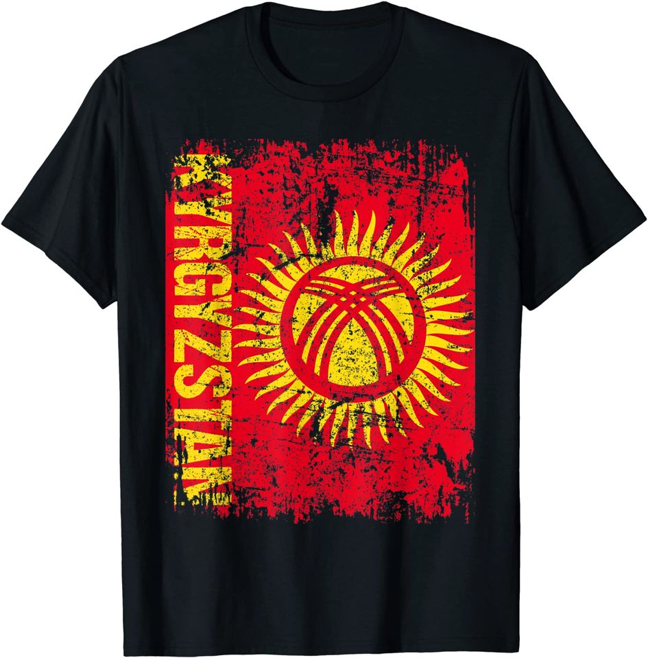 Kyrgyzstani Flag Vintage Distressed T Shirt