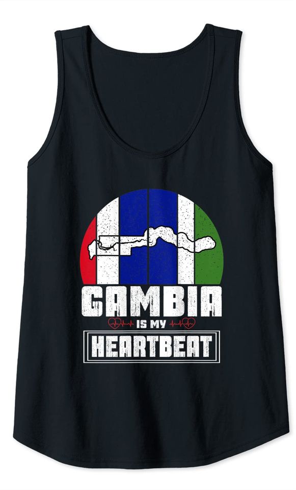 Gambia Is My Heartbeat Love Gambia Flag Map Gambian Pride Tank Top