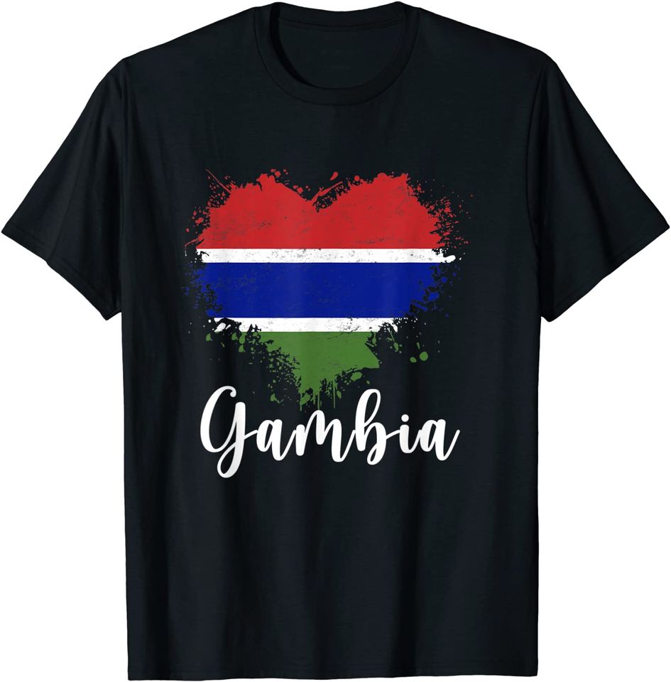 I Love Gambia Flag Heart T-Shirt
