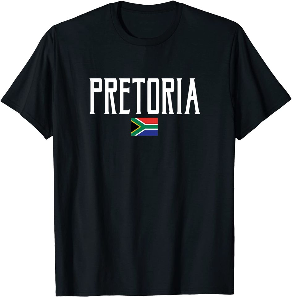 Pretoria South Africa Flag Vintage White Text T-Shirt