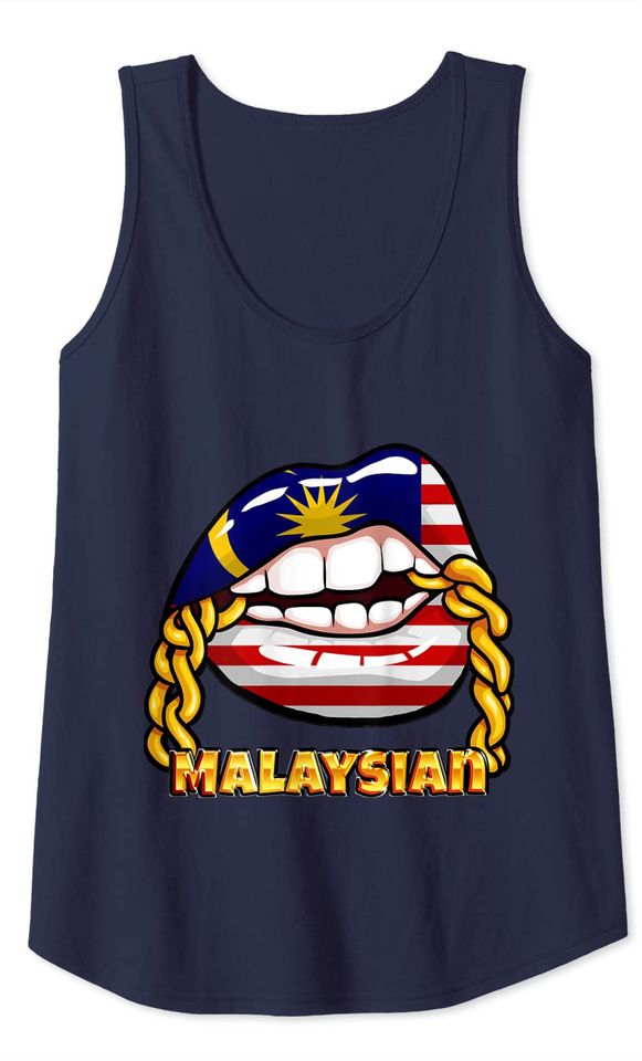 Malaysia National Flag Lips with Chain Tank Top